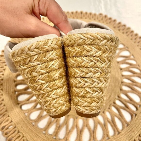 Stuart Weitzman Sarina Grey Suede Knotted Espadrille Wedge Sandals 7 Heeled - Picture 12 of 12